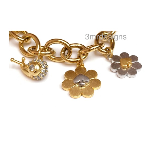 NWT Kate Spade♠️GARDEN GLAM CHARM Matte Gold/Silver/Rose Gold Tone Bracelet - Picture 7 of 11